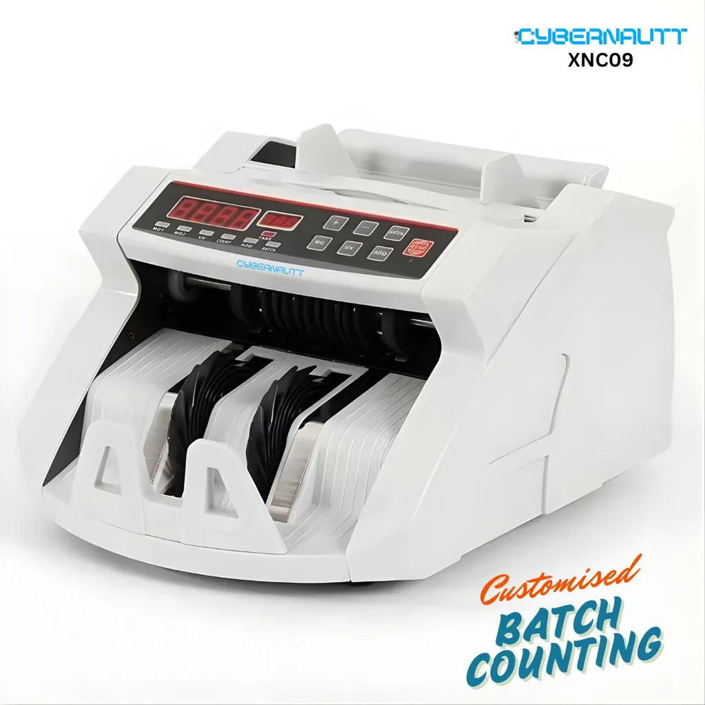 Cybernautt XNC09 High-Speed Currency Counter - 900 Bills/Min with UV, MG, IR, 3D Detection, LCD Display, Multi-Note Hopper for Banks & Retail Stores