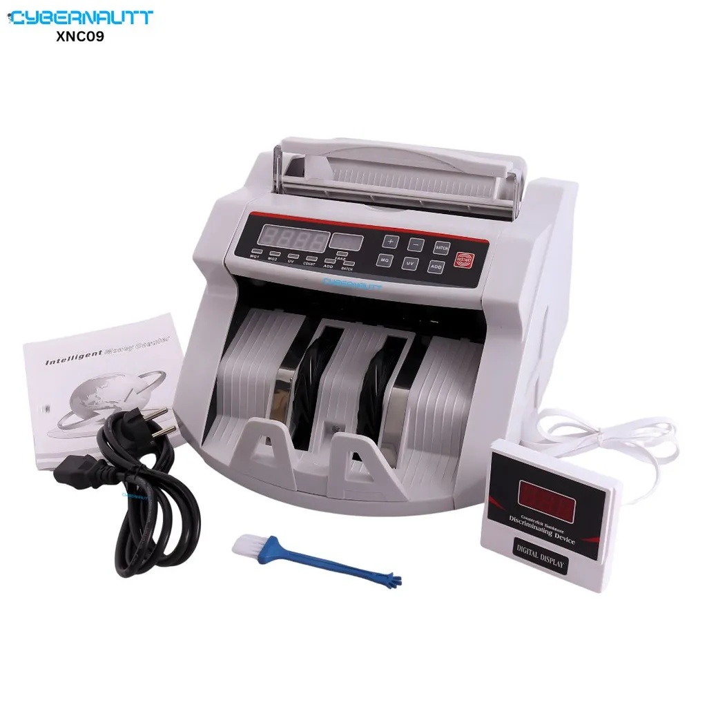 Cybernautt XNC09 High-Speed Currency Counter - 900 Bills/Min with UV, MG, IR, 3D Detection, LCD Display, Multi-Note Hopper for Banks & Retail Stores