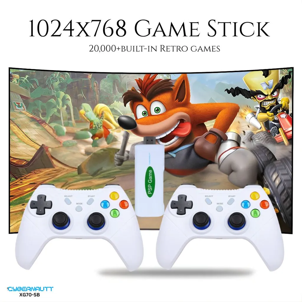 Cybernautt XG70-SB TV Game Console with 64GB Memory, Wireless 2.4GHz Controllers, 1024x768 HD Support