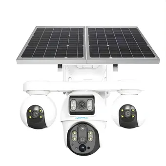 Cybernautt X18C 16MP 4G LTE Solar Security Camera, 10000mAh Battery Powered, All 3 Mobile controlled Lens, 4-Lens Stitched Vision, AI Human Detection, Dual-Light Color Night Vision