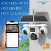 Cybernautt X18C 16MP 4G LTE Solar Security Camera, 10000mAh Battery Powered, All 3 Mobile controlled Lens, 4-Lens Stitched Vision, AI Human Detection, Dual-Light Color Night Vision