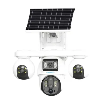 Cybernautt X18C 16MP 4G LTE Solar Security Camera, 10000mAh Battery Powered, All 3 Mobile controlled Lens, 4-Lens Stitched Vision, AI Human Detection, Dual-Light Color Night Vision