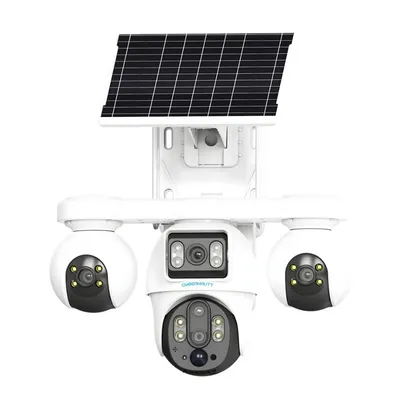 Cybernautt X18C 16MP 4G LTE Solar Security Camera, 10000mAh Battery Powered, All 3 Mobile controlled Lens, 4-Lens Stitched Vision, AI Human Detection, Dual-Light Color Night Vision