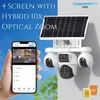 Cybernautt X18C 16MP 4G LTE Solar Security Camera, 10000mAh Battery Powered, All 3 Mobile controlled Lens, 4-Lens Stitched Vision, AI Human Detection, Dual-Light Color Night Vision