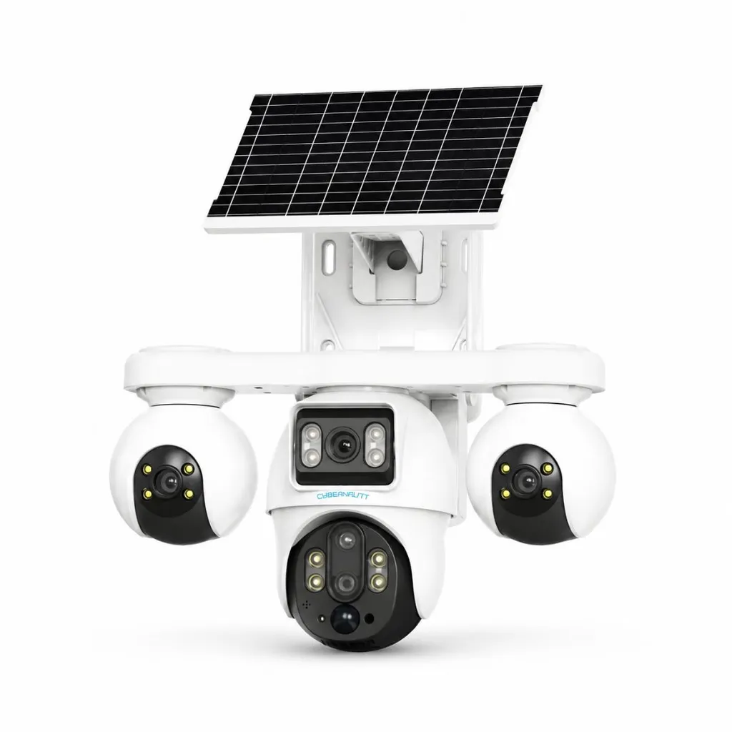 Cybernautt X18C 16MP 4G LTE Solar Security Camera, 10000mAh Battery Powered, All 3 Mobile controlled Lens, 4-Lens Stitched Vision, AI Human Detection, Dual-Light Color Night Vision