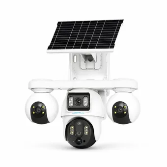 Cybernautt X18C 16MP 4G LTE Solar Security Camera, 10000mAh Battery Powered, All 3 Mobile controlled Lens, 4-Lens Stitched Vision, AI Human Detection, Dual-Light Color Night Vision