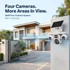 Cybernautt X18C 16MP 4G LTE Solar Security Camera, 10000mAh Battery Powered, All 3 Mobile controlled Lens, 4-Lens Stitched Vision, AI Human Detection, Dual-Light Color Night Vision