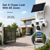 Cybernautt X18C 16MP 4G LTE Solar Security Camera, 10000mAh Battery Powered, All 3 Mobile controlled Lens, 4-Lens Stitched Vision, AI Human Detection, Dual-Light Color Night Vision