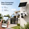 Cybernautt X18C 16MP 4G LTE Solar Security Camera, 10000mAh Battery Powered, All 3 Mobile controlled Lens, 4-Lens Stitched Vision, AI Human Detection, Dual-Light Color Night Vision