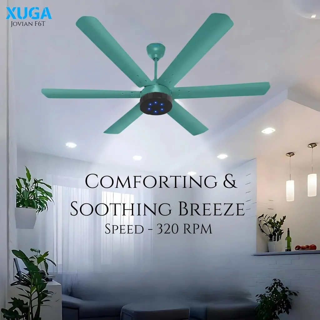 Xuga Jovian F6T Premium 1200mm Ceiling Fan | High SV 6.87 Service Value | 32W Low Power Consumption with 210 CMM Airflow | 6+ Boost Speed Settings