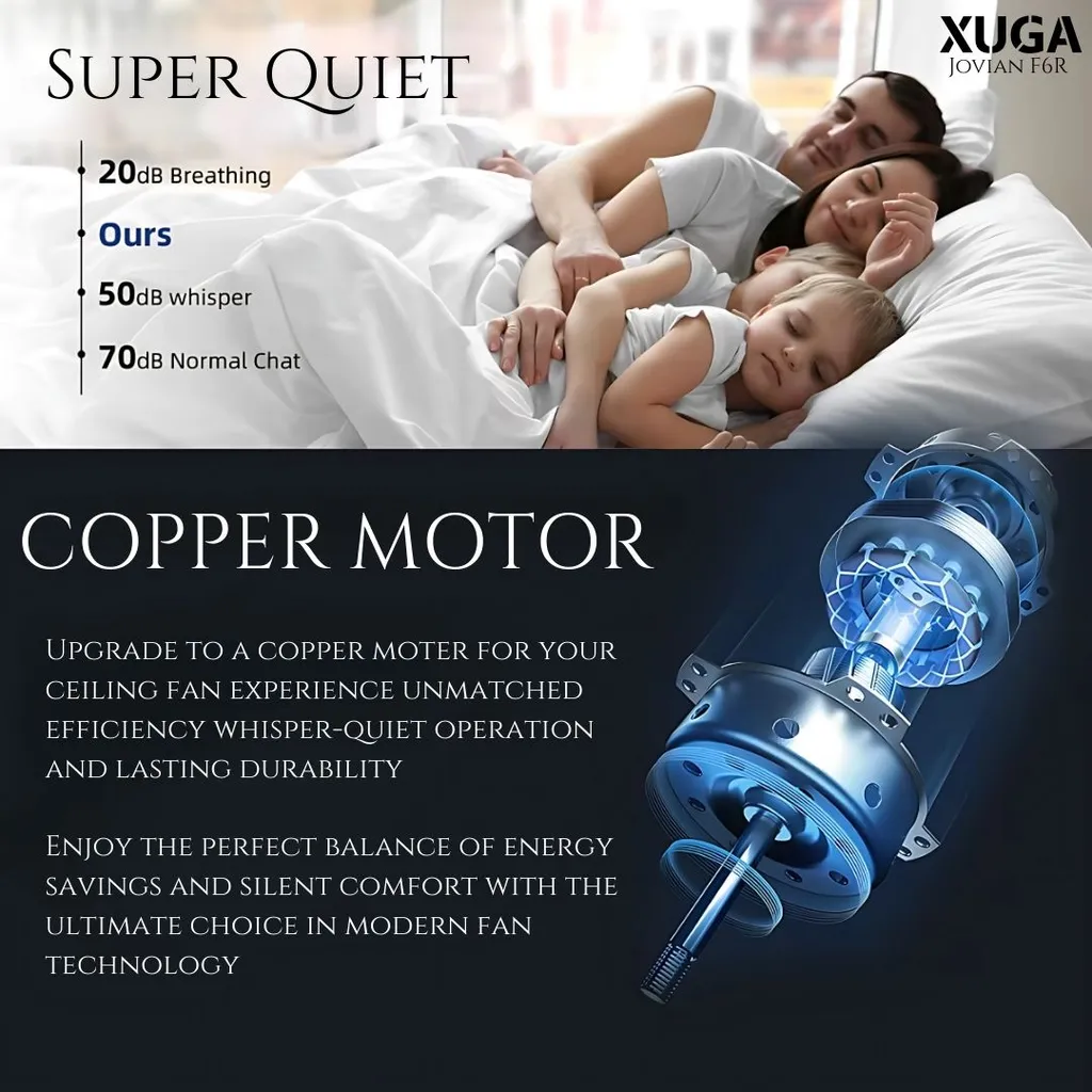 Xuga Jovian F6R Premium 1200mm Ceiling Fan | High SV 6.87 Service Value | 32W Low Power Consumption with 210 CMM Airflow | 6+ Boost Speed Settings