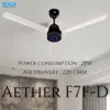 Xuga Aether F7F-D 3-Blade BLDC Ceiling Fan | 1200mm Sweep | 380 RPM High-Speed Motor | 220 CMM Air Delivery | Energy Saving 28W with 6+ Boost Speeds & Low THD