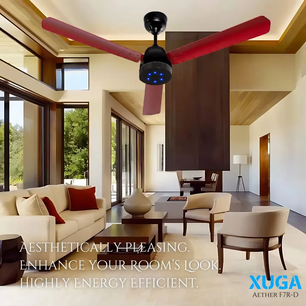 Xuga Aether F7R-D 3-Blade BLDC Ceiling Fan | 1200mm Sweep | 380 RPM High-Speed Motor | 220 CMM Air Delivery | Energy Saving 28W with 6+ Boost Speeds & Low THD