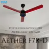 Xuga Aether F7R-D 3-Blade BLDC Ceiling Fan | 1200mm Sweep | 380 RPM High-Speed Motor | 220 CMM Air Delivery | Energy Saving 28W with 6+ Boost Speeds & Low THD