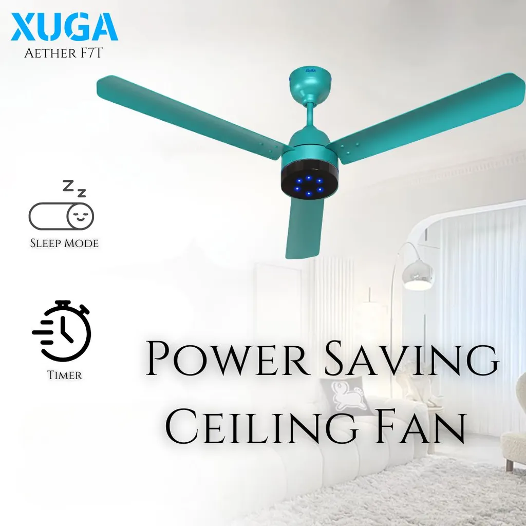 Xuga Aether F7T 3-Blade BLDC Ceiling Fan | 1200mm Sweep | 380 RPM High-Speed Motor | 220 CMM Air Delivery | Energy Saving 28W with 6+ Boost Speeds & Low THD