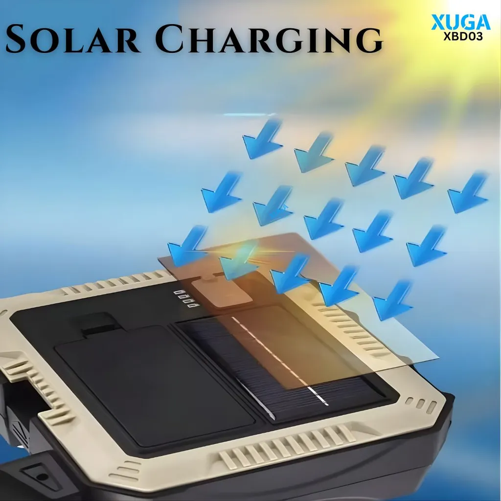 Xuga XBD03 Solar LED Toolbox - 6000K Daylight, IP65 Waterproof, USB Rechargeable Lithium Tool Box with Switch Light