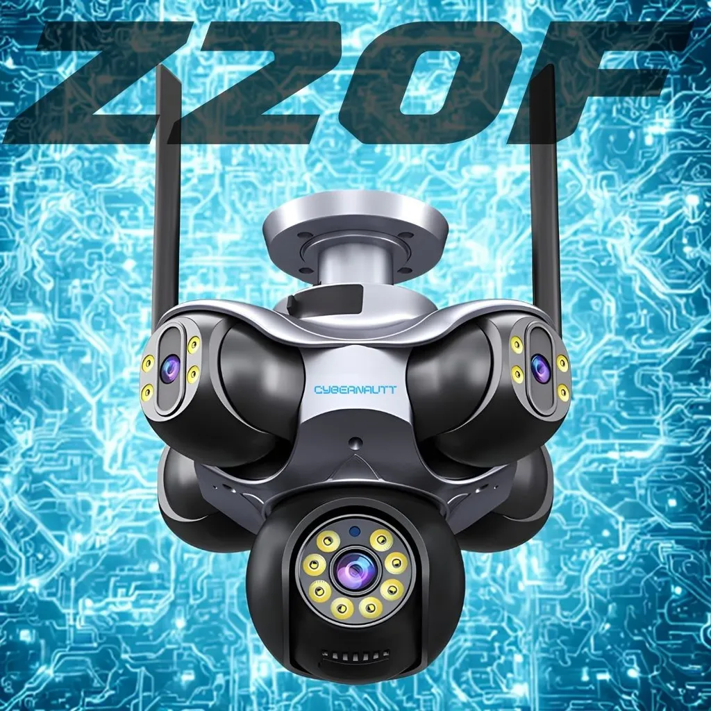 Cybernautt Z20F 25MP 5-Lens WiFi Security Camera, Outdoor PTZ Dome 355° Pan-Tilt, H.265 Night Vision, Built-In Siren, Two-Way Audio, Vandal Proof Weatherproof, Supports 128GB TF Card