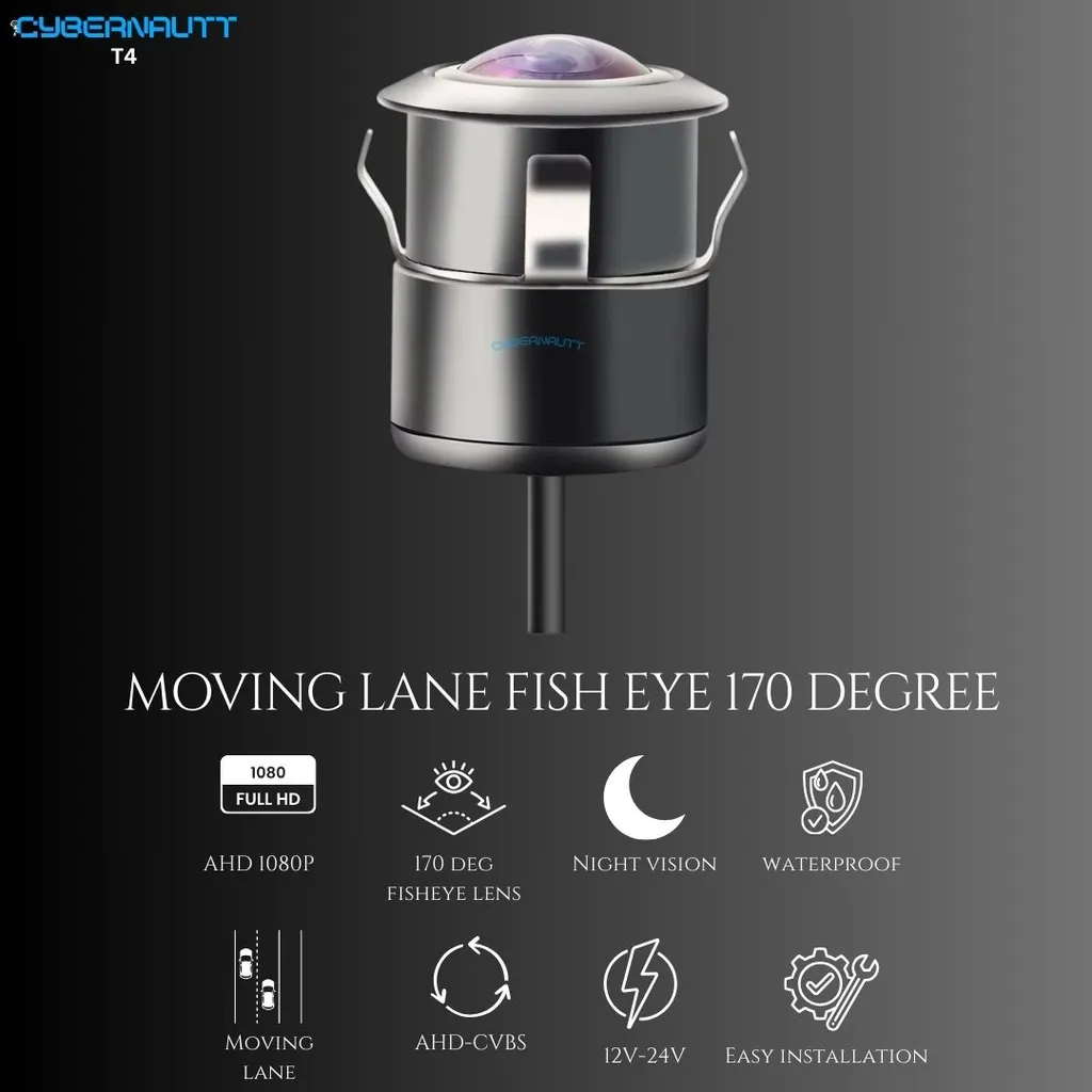 Cybernautt T4 12-24V 170 deg Wide Angle Waterproof Reverse Parking Camera with Night Vision & Moving Lanes