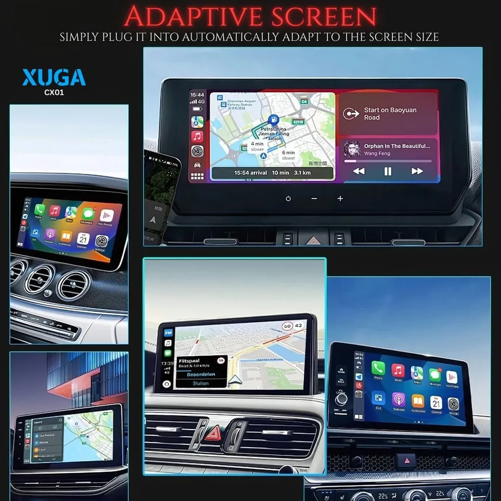 XUGA CX01 Wireless CarPlay Adapter, 2-in-1 Wireless Car Receiver, Seamless Plug-and-Play USB CarPlay Dongle, Bluetooth Connectivity, Only for Cars with OEM Installed Wired Android Auto/CarPlay