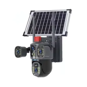 Cybernautt X10U-W Triple Lens Solar WiFi Camera,  PTZ Outdoor Security Camera with Dual Spotlight, 360° Coverage, Human Detection, Color Night Vision, Waterproof
