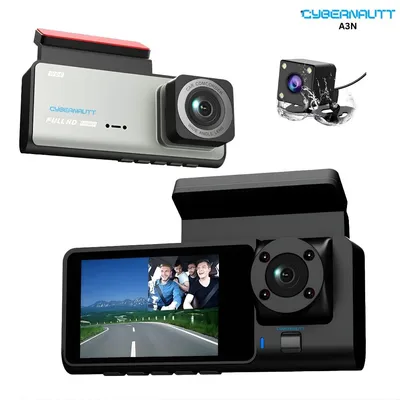 Cybernautt A3N Triple Dash Cam: 3 Channel WiFi Car Camera with Night Vision, 170° Wide Angle, 2Inch Screen, G-Sensor Parking Mode, Loop Recording (up to 128GB SD)