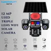 Cybernautt X11T-W Triple-Lens Wifi Solar Security Camera with Three 4MP Lenses, 1080P Full HD Video, 350° Pan and 90° Tilt Coverage, Wire-Free Solar-Powered Operation, Built-In Siren and Two-Way Audio