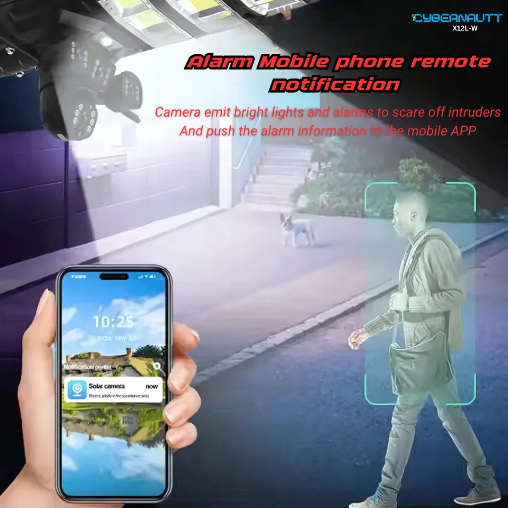 Cybernautt X12L-W 9MP FHD PTZ Wifi Solar Camera with Motion Detect, Colour Night Vision, Human Detect, IP66, 2 Way Audio & Support SD Upto 128GB