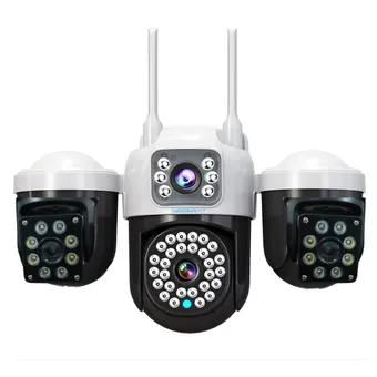 Cybernautt Z6B Triple Lens 12MP Smart WiFi Security Camera, 355° Pan & 90° Tilt, Dual-Light Full Color Night Vision, IP66 Weatherproof, 2-Way Audio, AP Hotspot, Outdoor/Indoor Pan-Tilt Camera with 4MP+4MP+4MP