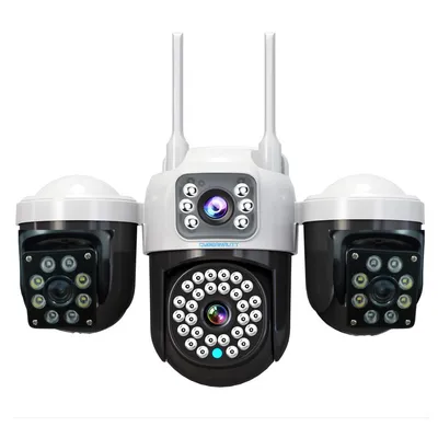 Cybernautt Z6B Triple Lens 12MP Smart WiFi Security Camera, 355° Pan & 90° Tilt, Dual-Light Full Color Night Vision, IP66 Weatherproof, 2-Way Audio, AP Hotspot, Outdoor/Indoor Pan-Tilt Camera with 4MP+4MP+4MP