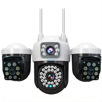 Cybernautt K6B Triple Lens 12MP 4g Sim Security Camera, 355° Pan & 90° Tilt, Dual-Light Full Color Night Vision, IP66 Weatherproof, 2-Way Audio, Outdoor/Indoor Pan-Tilt Camera with 4MP+4MP+4MP