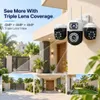 Cybernautt K6B Triple Lens 12MP 4g Sim Security Camera, 355° Pan & 90° Tilt, Dual-Light Full Color Night Vision, IP66 Weatherproof, 2-Way Audio, Outdoor/Indoor Pan-Tilt Camera with 4MP+4MP+4MP