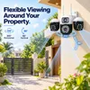 Cybernautt K6B Triple Lens 12MP 4g Sim Security Camera, 355° Pan & 90° Tilt, Dual-Light Full Color Night Vision, IP66 Weatherproof, 2-Way Audio, Outdoor/Indoor Pan-Tilt Camera with 4MP+4MP+4MP