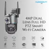 Cybernautt Z4D 4MP Wi-Fi CCTV Camera, 2 Lenses with 3 Views, Best Security Camera with Pan-Tilt & AI Human Detection, Color Night Vision, Two-Way Audio, Motion Alerts, App Remote Viewing, Supports 128GB & Cloud Storage