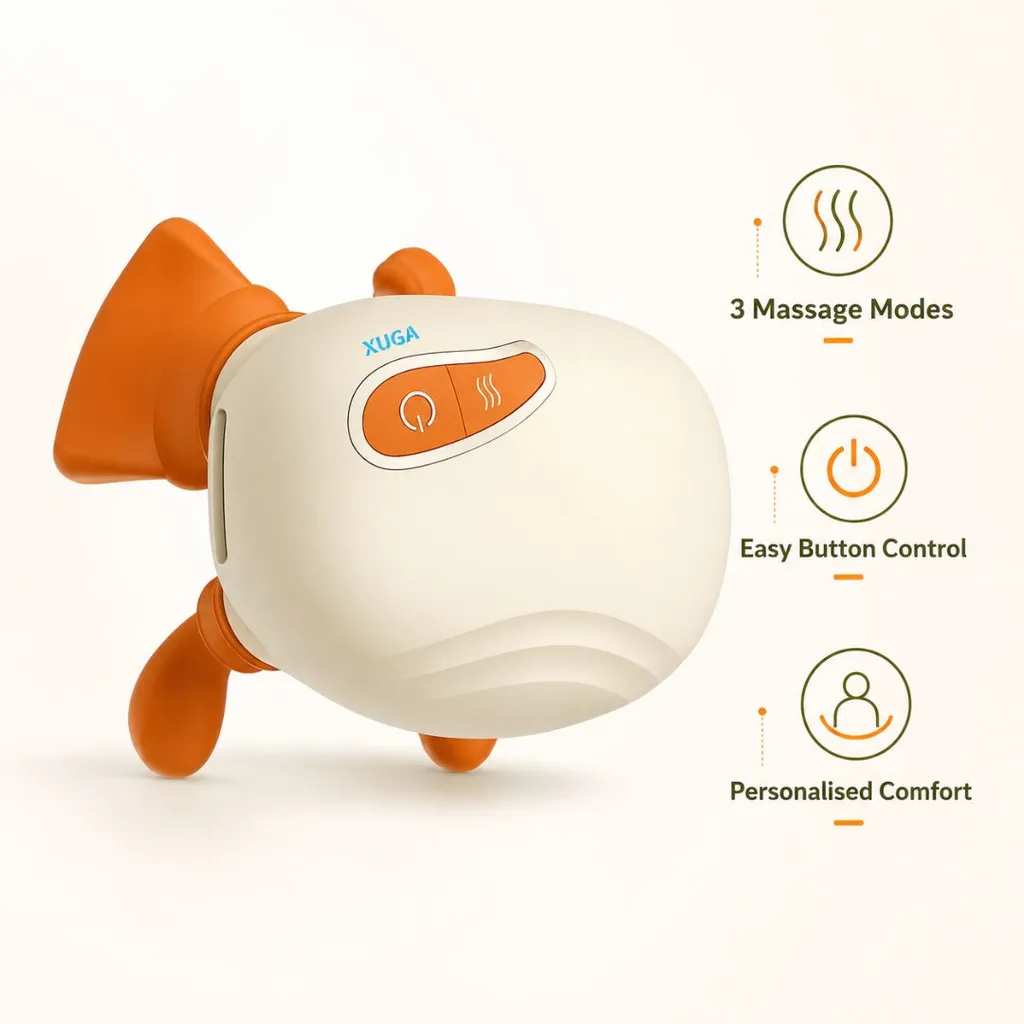 XUGA HM030 Orange Neck Massager – 4D Kneading, 3 Modes, USB Rechargeable 2000mAh, 10W 5V, Body Care for Shoulder & Neck