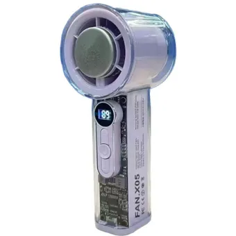 Xuga RIZZ X05-P Handheld Air Cooling Fan, 6000mAh Rechargeable Portable Fan with 100 Adjustable Wind Speeds, 6-Blade Design, 3-6H Working Time, Type-C Charging, Quiet Personal Fan for Travel, Office, Outdoor