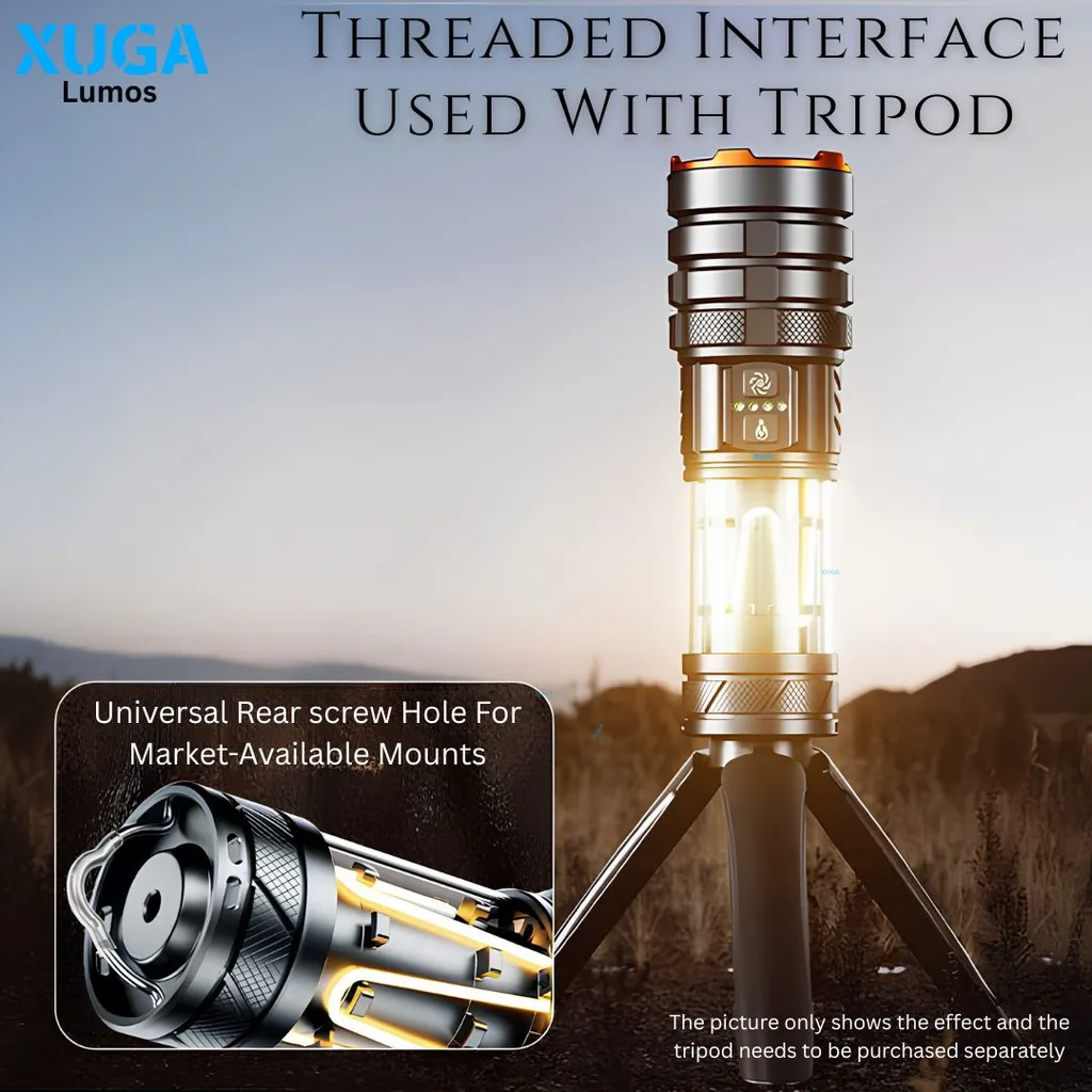 XUGA Akma Series Lumos 7W LED Flashlight – 10,000-Hour Lifetime, USB & AAA Battery Powered, Rechargeable Emergency Camping & Hiking Light