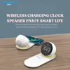 Cybernautt AX06 Alarm Clock Music System – 5-in-1 Wireless Charger, Bluetooth Speaker, Ambient Night Light, LED Clock with Magnetic Mount – for Bedroom, Home, Office