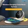 Cybernautt AX06 Alarm Clock Music System – 5-in-1 Wireless Charger, Bluetooth Speaker, Ambient Night Light, LED Clock with Magnetic Mount – for Bedroom, Home, Office