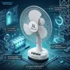 Cybernautt Fan AeroAce Series 1101F 60W Rechargeable Stand Fan – 3-Speed Table Fan with 4-6 Hrs Battery Life, Wired/Battery Powered, 65dB Quiet Operation for Home, Workshop, Garage, Outdoor & Camping