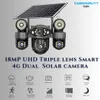 Cybernautt X18H 4G Triple Lens Dual Solar Security Camera All 3 Mobile controlled Lens – 18MP Pan-Tilt 355° with 12000mAh Battery, H.265+, Two-Way Audio, Motion Alert, SD/Cloud Storage, Ideal for Remote Areas