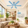 XUGA Zephyr F1K 32W 5 Star 320rpm Copper Motor Light Blue BLDC 6 Blade Ceiling Fan with Remote & Copper Motor, Sweep: 1200 mm | 5 years Warranty
