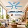 XUGA Zephyr F1K 32W 5 Star 320rpm Copper Motor Light Blue BLDC 6 Blade Ceiling Fan with Remote & Copper Motor, Sweep: 1200 mm | 5 years Warranty