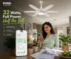 XUGA Velor F11A BLDC Ceiling Fan for Home | 1200mm Sweep | 320 RPM High Speed | 210 CMM Air Delivery | Remote Control with 6+Boost Speeds | 32W Energy Saving Motor | Silent Operation | 5 Year Warranty | White