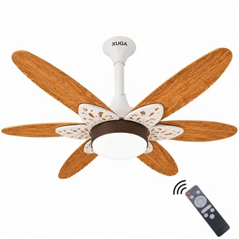 XUGA Velor F11W-D BLDC Ceiling Fan with LED Light & Remote | 1200mm Sweep | 32W Energy Efficient Fan | 320 RPM High Speed | 210 CMM Air Delivery | 100% Copper Motor | 6+Boost Speeds | Dual-Tone Oakwood Finish | 5 Year Warranty