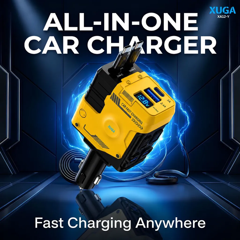 XUGA XA12-Y Car Charger – QC3.0 Fast Charging, Type-C Universal Adapter with Overcurrent Protection (9V/2A Input, 9V-12V/1.5A Output)