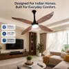 XUGA Avior F8P 1200mm BLDC Ceiling Fan with Remote Control & LED Light | 34W Energy Efficient Copper Motor | 350 RPM High Speed | 235 CMM Air Delivery | 6+ Boost Speed Settings | Wooden Finish 4-Blade Fan I 5 Years Warranty