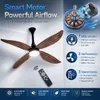 XUGA Avior F8P 1200mm BLDC Ceiling Fan with Remote Control & LED Light | 34W Energy Efficient Copper Motor | 350 RPM High Speed | 235 CMM Air Delivery | 6+ Boost Speed Settings | Wooden Finish 4-Blade Fan I 5 Years Warranty
