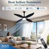 XUGA Avior F8D 1200mm BLDC Ceiling Fan with LED Light & Remote Control | 34W Energy Saving Copper Motor | 350 RPM High Speed | 235 CMM Air Delivery | 6+ Boost Speed Settings | Glossy Black Finish I 5 Years Warranty