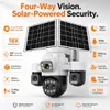 Cybernautt X20F 4G Sim Solar Security Camera, 16MP 4 Lens Outdoor CCTV Camera with 18X Optical Zoom, 3 Motorised PTZ, 355° Pan/90° Tilt, Motion Detection, 2-Way Talk, Night Vision, IP66 Waterproof, 16000mAh Battery