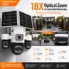 Cybernautt X20F 4G Sim Solar Security Camera, 16MP 4 Lens Outdoor CCTV Camera with 18X Optical Zoom, 3 Motorised PTZ, 355° Pan/90° Tilt, Motion Detection, 2-Way Talk, Night Vision, IP66 Waterproof, 16000mAh Battery